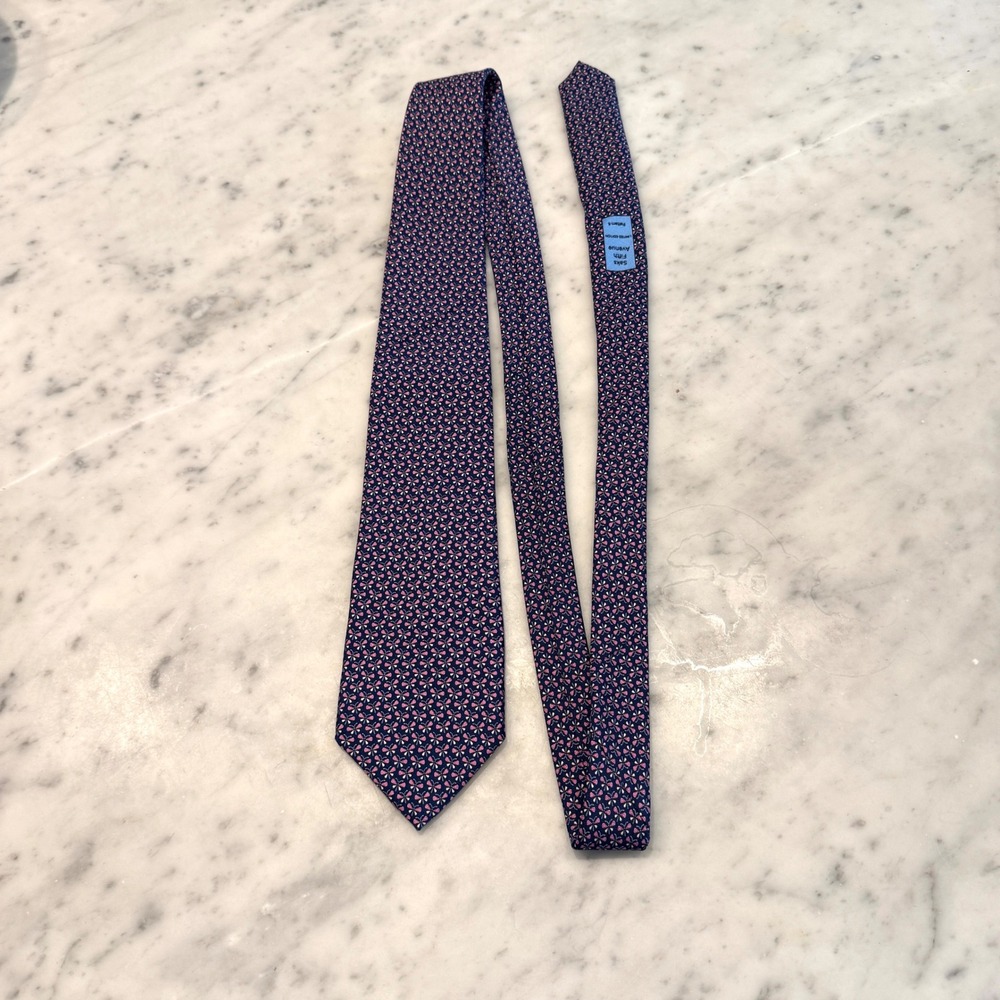 Saks Fifth Avenue Limited Edition Pattern 6 Silk Tie Navy Pink Butterfly USA